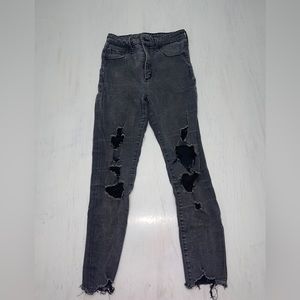 Abercrombie and fitch black ripped skinny jeans